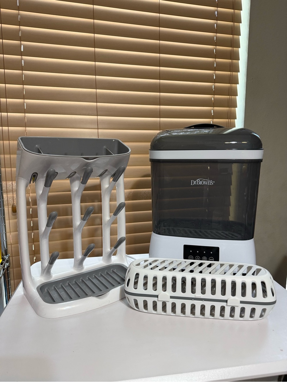 Dr. Brown's Electric Baby Bottle Sterilizer with Drying Rack - Gray & White
